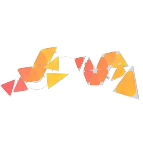 Image of Nanoleaf Shapes Triangle Starter Kit, 9 Smart Light Panels LED RGBW & Shapes Mini Triangle Expansion Pack, 10 Additional Smart Wall Light Panels LED
