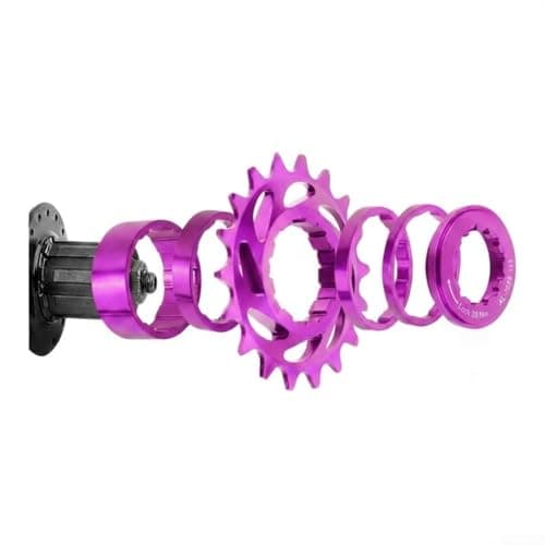 Image of Single Speed for Bike Freewheel Cog 16T/18T, Aluminum Alloy for CNC Conversion Kit with Spacers & Lockring MTB Fixed Gear for Hub (Purpler-18T)