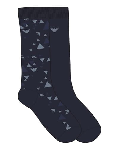 Image of Emporio Armani MAN'S GRAPHIC ALLOVER 2-PACK LONG SOCKS BLUE TU