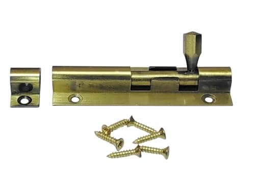 Image of Antique Bronze Door Bolts 75mm Straight Door Bolts Heavy Duty Tower Bolt Lock with Screws for Bedroom Bathroom Toilet Shed Gate Cupboards and Cabinets Pack of 1