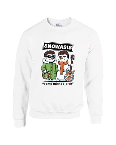 Image of The New Snowasis Christmas jumper, A funny festive sweatshirt for music lovers, perfect for parties, Christmas Jumper Gift(M, White)