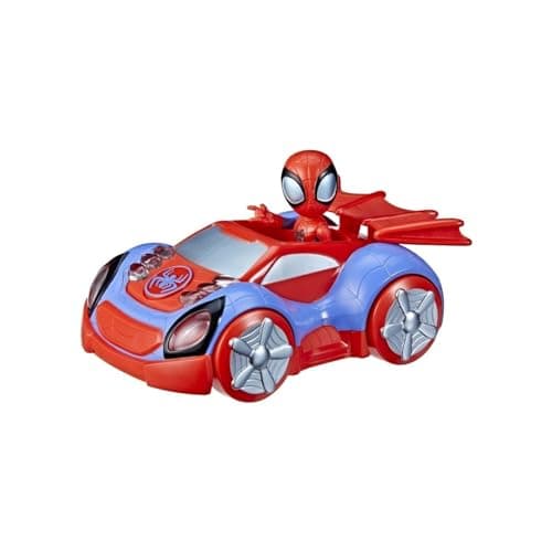 Image of SPIDEY AND HIS AMAZING FRIENDS Hasbro Marvel Glow Tech Web-Crawler Vehicle, Pre-school Toy with Lights and Sounds, Ages 3 and Up, Multicolor (F4530)