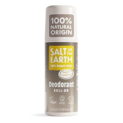 Image of Salt of the Earth - Natural Deodorant Roll On - Amber & Sandalwood - 100% Natural Origin Ingredients - Vegan - Suitable for Men, Women & Kids - 75ml