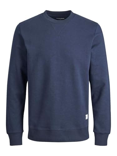 Image of Jack & Jones Men's Jjebasic Crew Neck Noos Ps Sweatshirt, Navy Blazer/, XL
