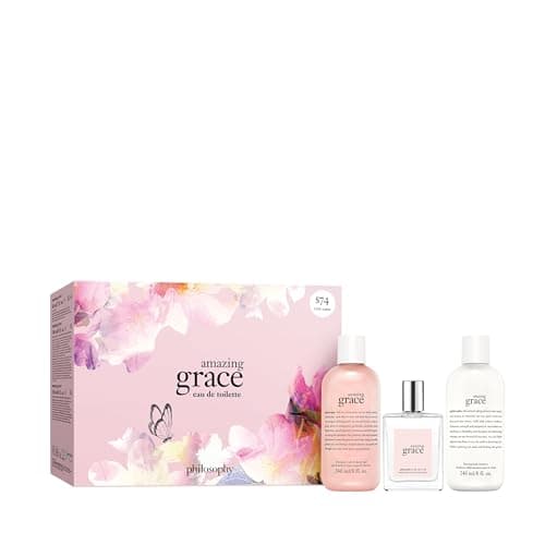 Image of Philosophy 3 Piece Amazing Grace Eau de Toilette Collection Giftset including an Eau de Toilette 60ml, Shower Gel, Shampoo, Bubble Bath 230ml, and Firming Body Emulsion 230ml