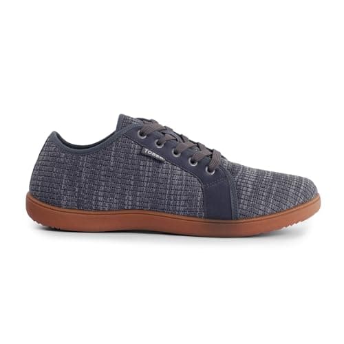 Image of Men’s Lightweight Casual Shoes | Breathable Knit or Canvas Upper with TPR Sole – Comfort Everyday Lace-Up Trainers (Light Grey, UK8)