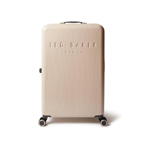 Image of Ted Baker Icon Case Large Suitcase 79cm Putty Patent Croc Hard Shell 4-Wheel TSA Lock Designer Luggage Travel Bag 122L Lightweight ABS Organised Interior Stylish Compartments