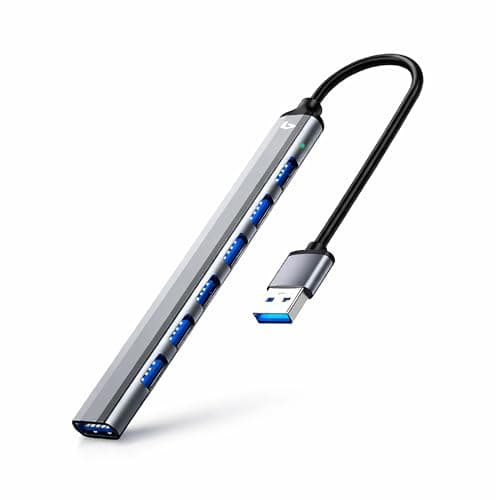 Image of BOULTON USB Hub 3.0 | 7-Port Ultra Slim Data Hub | USB Dock Adapter for Keyboard, Mouse, Flash Drive & Printer