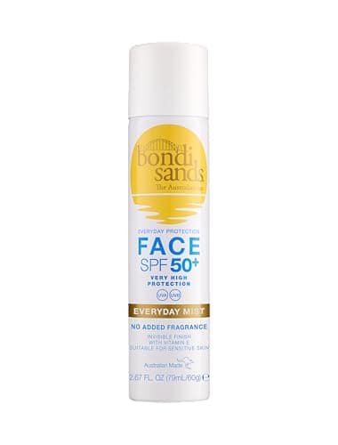 Image of Bondi Sands SPF 50+ Fragrance Free Face Sunscreen Mist | Broad Spectrum UVA & UVB Protection with 72 Hour Hydration, Invisible Finish, Dermatologically Tested + Cruelty Free | 79 mL/2.11 Oz