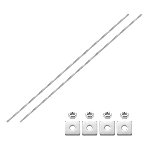 Image of sourcing map 2Pcs Fully Threaded Rod, M6 x 500mm 304 Stainless Steel Fully Threaded Studs with Nuts and Washers for Clamps, Hangers and U-Bolts, Silver