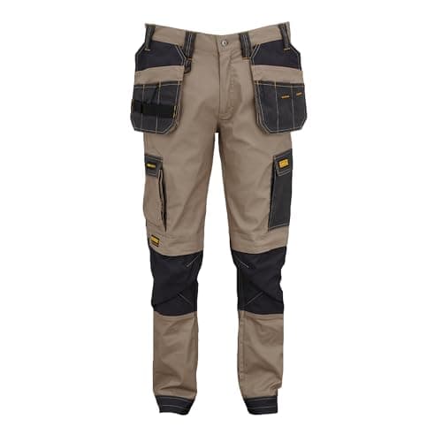 Image of DEWALT Men's Fairhaven Pro-Stretch, Slim Fit, Holster Pocket Work Trousers, Stone, W32/L31