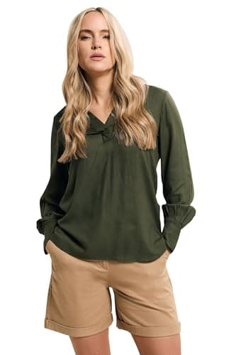Image of Long Tall Sally - LTS Tall Olive Open Collar Shirt - Women's
