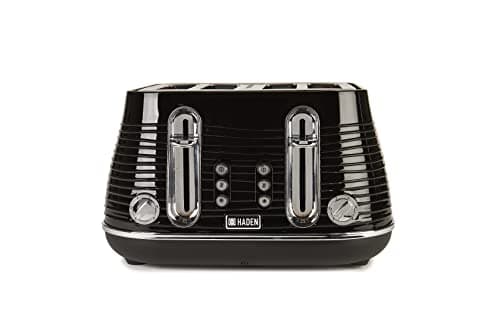 Image of Haden Devon Black Toaster 4 Slice - Dual Control Browning Settings - 4 Slice Toaster with Wide Slots - Black Toaster with Defrost, Reheat And Cancel Settings - 3000W