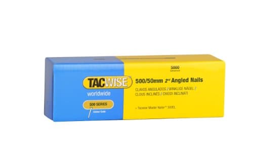 Image of Tacwise 0829 Type 500 (18G) / 50 mm Galvanised Angled Brad Nails, 26° Incline, Pack of 5000