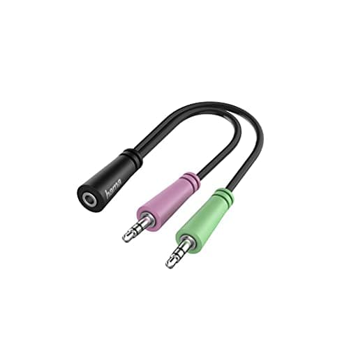 Image of Hama Audio Adapter: 2x 3-Pin 3.5 mm Jack Plug - 4-Pin 3.5 mm Jack Socket, Stereo Jack Adapter for PC/Laptop & Headset with Microphone
