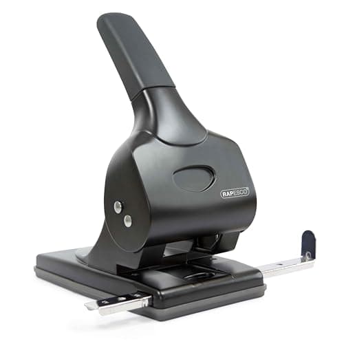 Image of Rapesco 1015 Heavy Duty ALU 65 Metal 2-Hole Punch, 65 Sheet Capacity, Black