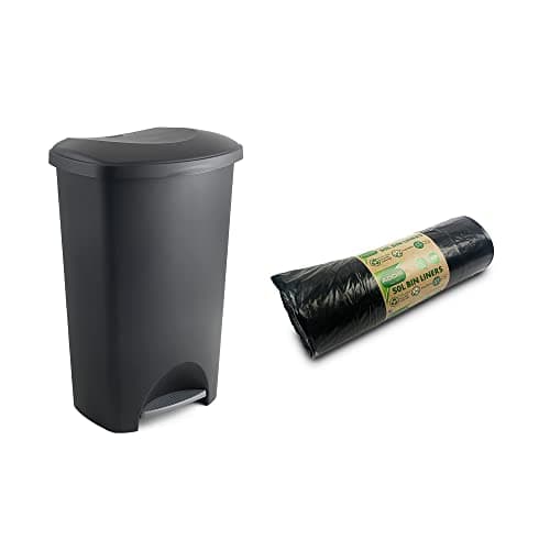 Image of Addis Everyday Family Pedal Bin, 50 Litre, Black + 20x Liners