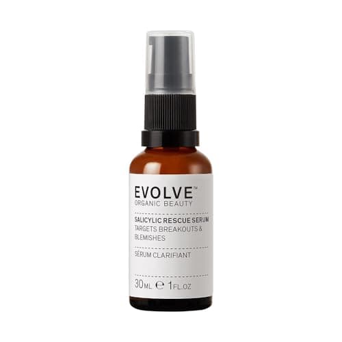 Image of Evolve Organic Beauty Salicylic Rescue Serum with Natural BHA Salicylic Acid from Willow Bark - Targets Breakouts & Blemishes - Vegan Face Toner For Oily & Combination Skin (30ml)