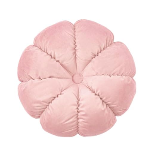 Image of Fouriding Round Flower Throw Pillow 45cm Velvet Petal Pillow Cushion Floor Pillows for Living Room Sofa Bed Chair Floor Car Home Decoration (Pink)