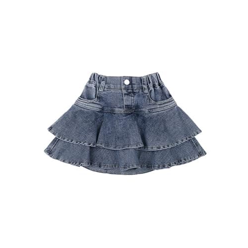 Image of Generisch Little Girls Denim Skirts Flared Pleated Toddler Denim Skirts with Shorts Below Shorts Girls For Summer, blue, 3-4 Years