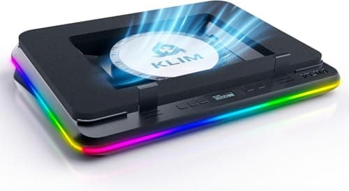 Image of KLIM Turbofrost MAX - RGB Laptop Cooling Pad, Gaming Laptop Cooler with Powerful Turbofan XL, Fast Cooling Laptop, 15.6-17in, Smart Inlay System for Optimal Airflow, Adjustable Speed, LCD Screen