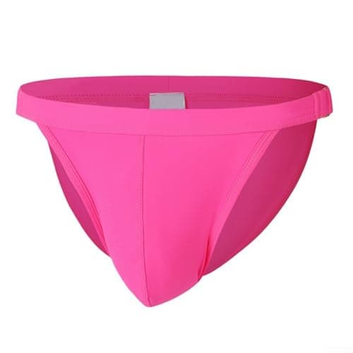 Image of Swimming trunks for men designed with stretch nylon and spandex fabric, offering breathable comfort for beach and pool activities (L Mei red)