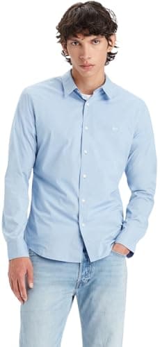 Image of Levi's Men's Long-Sleeved Battery Housemark Slim Shirt, Soft Chambray Blue, M