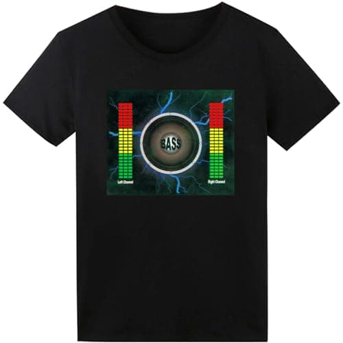 Image of SOOOEC LED T-Shirt Sound Activated Equalizer T Shirt Light Up for Halloween EDM Party Hip Hop Cosplay Concert Costume Birthday DJ Gift Black