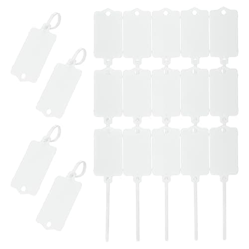 Image of PATIKIL 50Pcs Waterproof Plastic Tag Labels with Zip Ties - Reusable Seal Shipping Markers for Key Storage and Labeling Luggage, White 2.48 x 1.46 Inch
