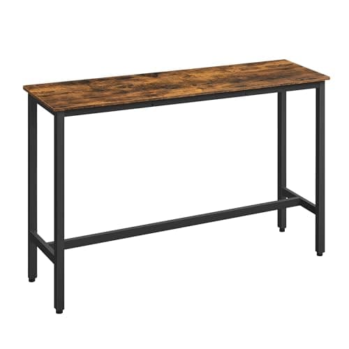 Image of VASAGLE Bar Table, Kitchen Table, Pub Dining High Table, Sturdy Steel Frame, 40 x 140 x 90 cm, Easy Assembly, Industrial Design, Rustic Brown and Ink Black LBT140B01