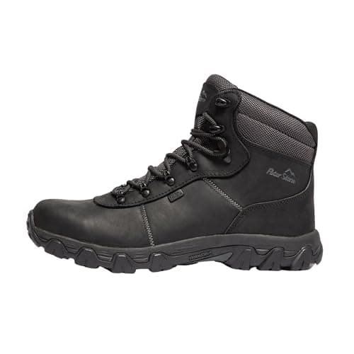 Image of Peter Storm Men’s Caldbeck Walking Boot with High Traction Rubber Sole & Ankle Support, Durable Leather Upper (Black, UK Footwear Size System, Adult, Men, Numeric, Medium, 9)