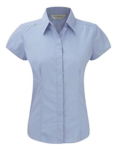 Image of Russell Ladies Cap Sleeve Easy Care Fitted Poplin Shirt Corporate Blue L