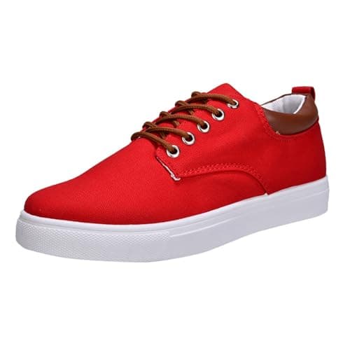 Image of Generisch Men's Low Top Canvas Hiking Shoes Lace-Up Shoes Fashion Casual Shoes, red, 8 UK