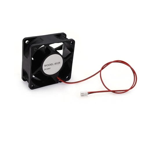 Image of JZK 60x60x25mm DC 24V mini cooling fan 60mm with 2 pin leads, 3800 rpm, 0.05A, 6025 dual ball bearing brushless DC fan 6cm for cooling or ventilation, 3D printer fan