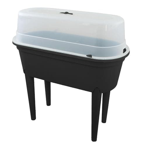 Image of GEEZY Raised Garden Bed Planter Box Outdoor Patio Greenhouse Flower Vegetable Grow Box with Lid & Legs Black - Durable, Portable & Versatile Planter for Small Spaces & Easy Planting & Care
