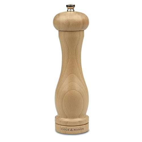 Image of Cole & Mason Beech Capstan A8 Pepper Mill, 200mm, Adjustable Grind Precision+ Mechanism, Beech Wood, Single, Includes 1 x Pepper Grinder