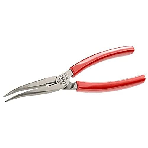 Image of Facom Half Round Short Nose Pliers with Carved PVC Handle, Polyvinyl Chloride, Red, 200 mm