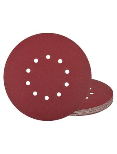 Image of 15Pcs Sanding Discs 225mm Hook and Loop Sander Pads 120/180/240 Grits for Long Neck & Giraffe Sanders, 9 Inch Drywall Sandpaper Ideal for Wood, Metal & Drywall(10 Holes)