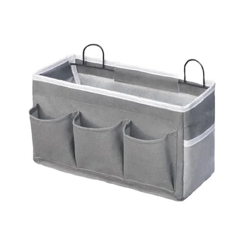 Image of Eidoct Canvas Wall Hanging Organizer Bag with Hook, 3-pockets Waterproof Storage Bag, Door Hanging Storage Baskets with Side Mesh Pockets, for Kitchen Bedroom Office Bathroom School Dorm Hospital (1)