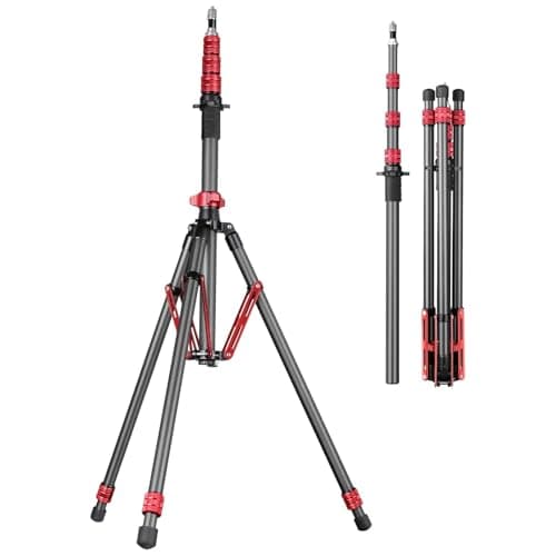 Image of FreeSea - Carbon Fiber Light Stand, Adjustable Photography Tripod Stand, 260cm Studio Sturdy Tripod for Speedlite Flash Softbox Strobe Light Camera with Bag
