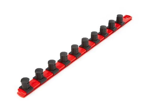 Image of TEKTON 3/4 Inch Drive x 18 Inch Socket Rail, 10 Clips (Red) | OSR33110 | Made in USA