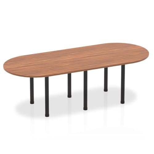 Image of OPO Impulse Freestanding 1800/2400mm Rectangular Boardroom Table Attractive Post Legs | Sturdy Build Weather & Heat Resistant Melamine Finish Table Walnut Black 2400