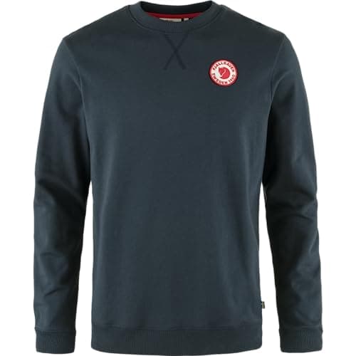 Image of Fjäll Räven Mens 1960 Logo Badge Sweater Sweatshirt, Dark Navy, M UK