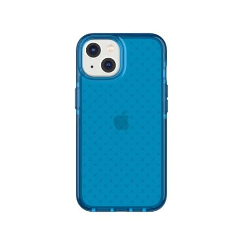 Image of tech21 iPhone 14 Evo Check – Shock-Absorbing & Slim Protective Phone Case with 16ft FlexShock Multi-Drop Protection & Extra Buttons Classic Blue