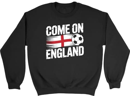 Image of Shopagift Come on England Supporter Football Fan Sweatshirt Unisex Black Jumper