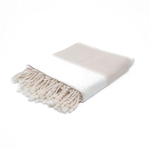 Image of Aspendos Turkish Beach Towel – Lightweight, Quick Dry, Sand Free – 100% Cotton Peshtemal Hammam & Bath Towel – 90x190 cm (35"x75") – Soft & Compact for Spa, Travel, Gym, Yoga, Camp, Picnic (Beige)