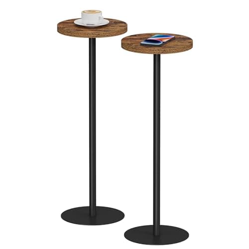 Image of TUTOTAK Tall Round Side Table, Small End Table, Set of 2, Drink Table, Pedestal Side Table, livingroom, Brown V1TB01BB0652EU