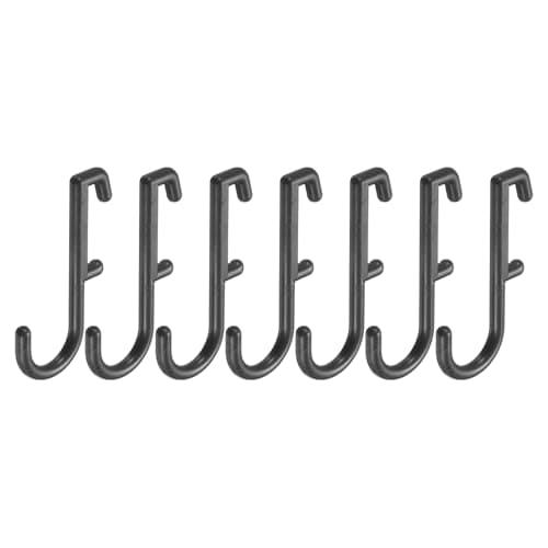 Image of sourcing map 7pcs Pegboard J Hooks 1/4" J Style Pegboard Hook Accessories Assortment for Hanging Storage Jewelry Key, Black