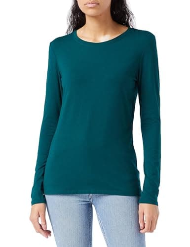 Image of Amazon Essentials Women's Classic-Fit Long-Sleeve Crewneck T-Shirt (Available in Plus Size), Dark Green, X-Large