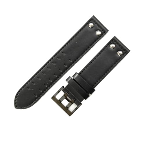 Image of NFJNFCF Compatible With Hamilton Jazz Khaki Aviation Field Men's Genuine Leather Watch Strap 20 22mm Allergy Double Hole Breathable Watchbands(Black black-Black-,22mm)